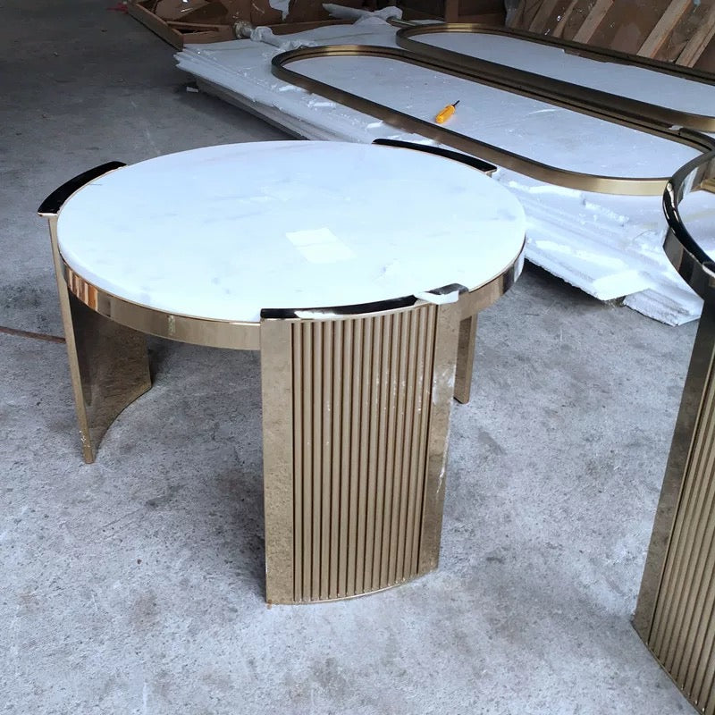 Luxurious Marble Coffee Table Stainless Steel Table Tempered Glass Table