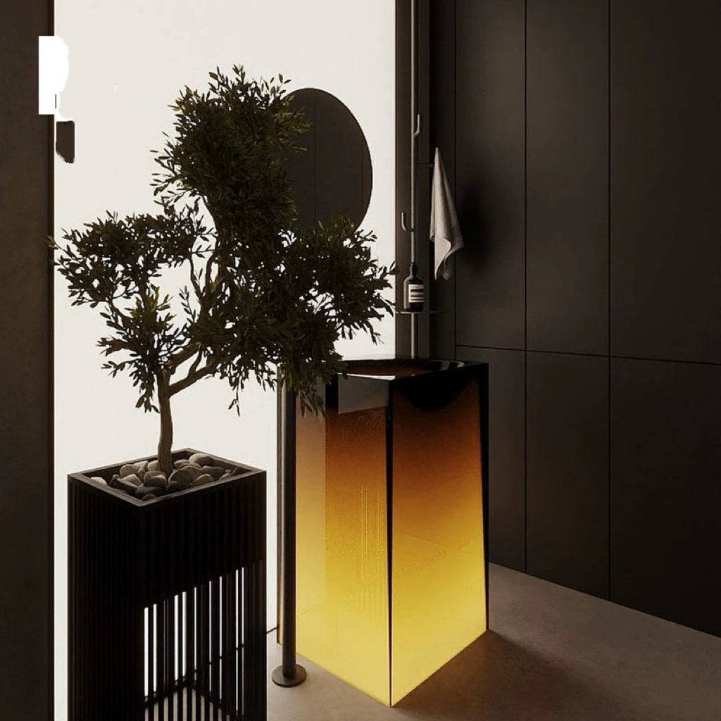2025 New Arrivals Bathroom Crystal Resin Basin with LED Light