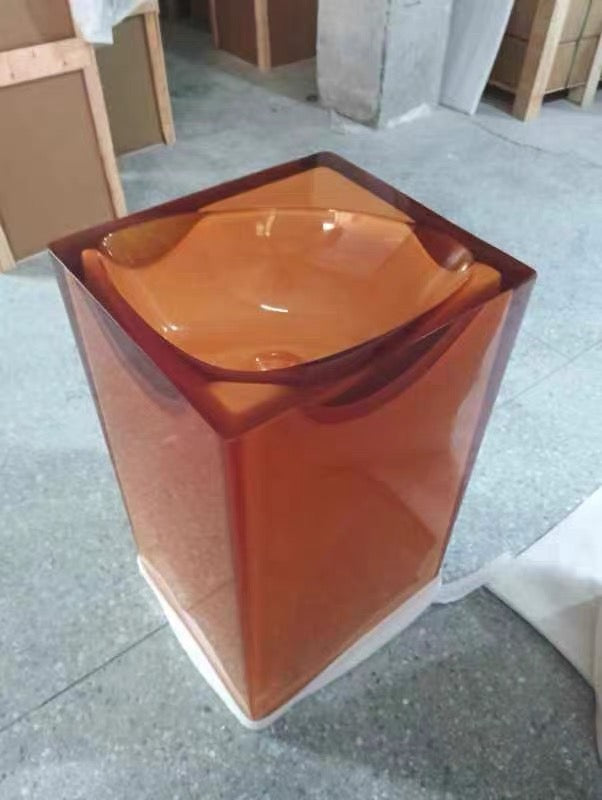 2025 New Arrivals Bathroom Crystal Resin Basin with LED Light