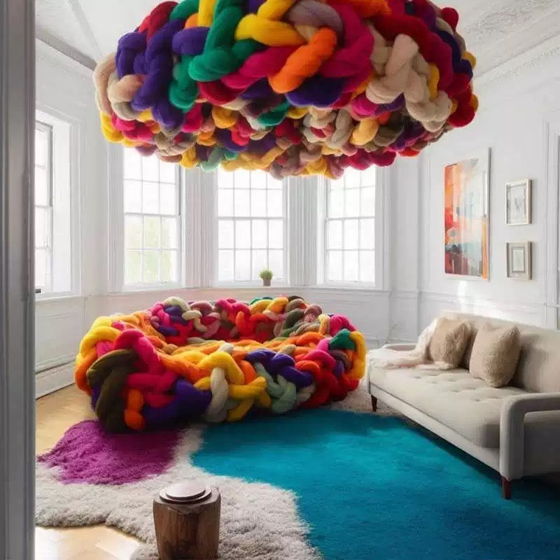 New Arrivals Designer Rainbow Sofa Creative Woven Seat Living Room Furniture