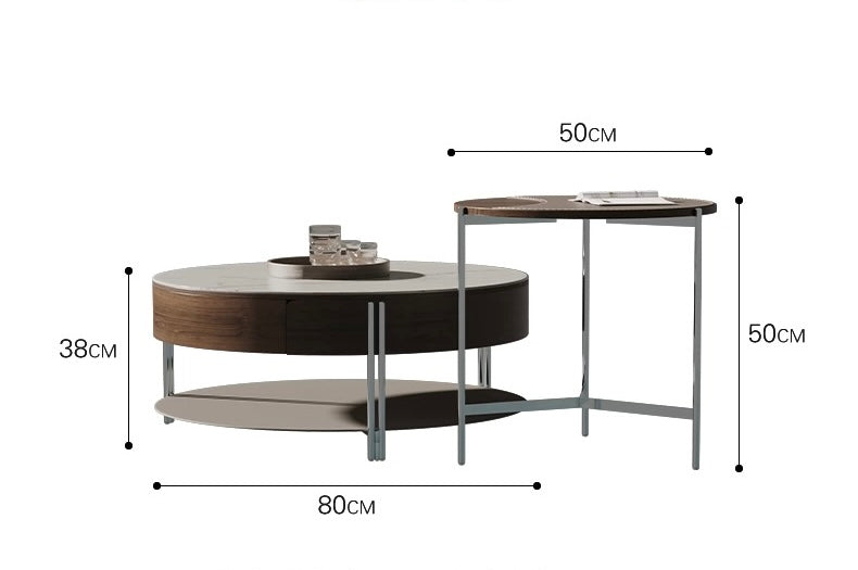 Coffee Table Set Marble Table Leather Wood Table