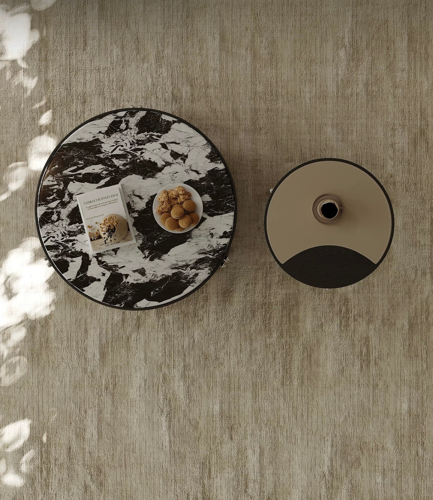 Coffee Table Set Marble Table Leather Wood Table