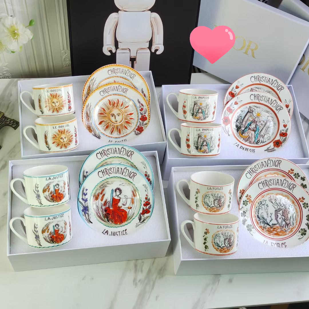 Christmas gift Brand coffee cup plate set luxurious gift elegant tableware free shipping