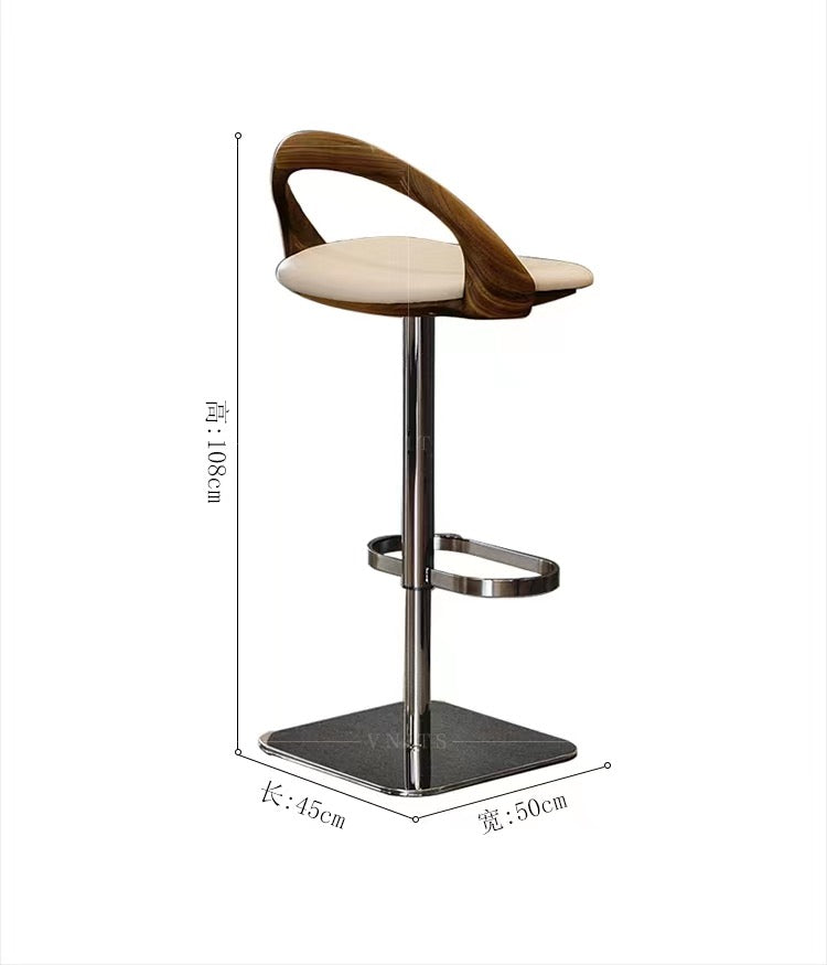 Elegant Walnut pump chair gun black 304 stainless steel