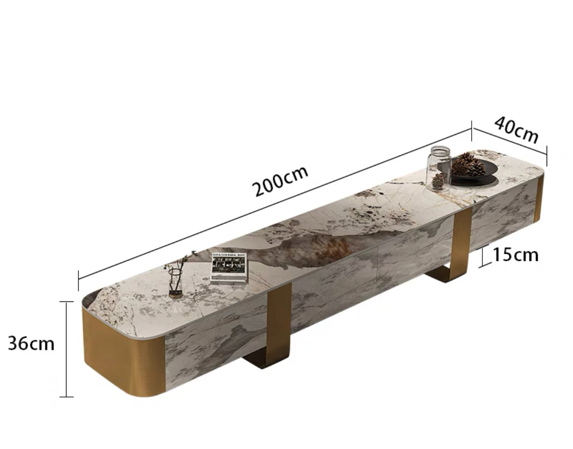 Luxurious side cabinet marble brass TV stand stylish design Italian style