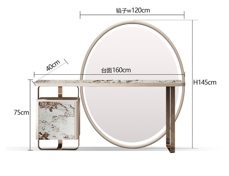 Elegant dresser girls dresser oval mirror led lighting