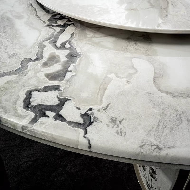 Rotary dining table Luxury natural marble