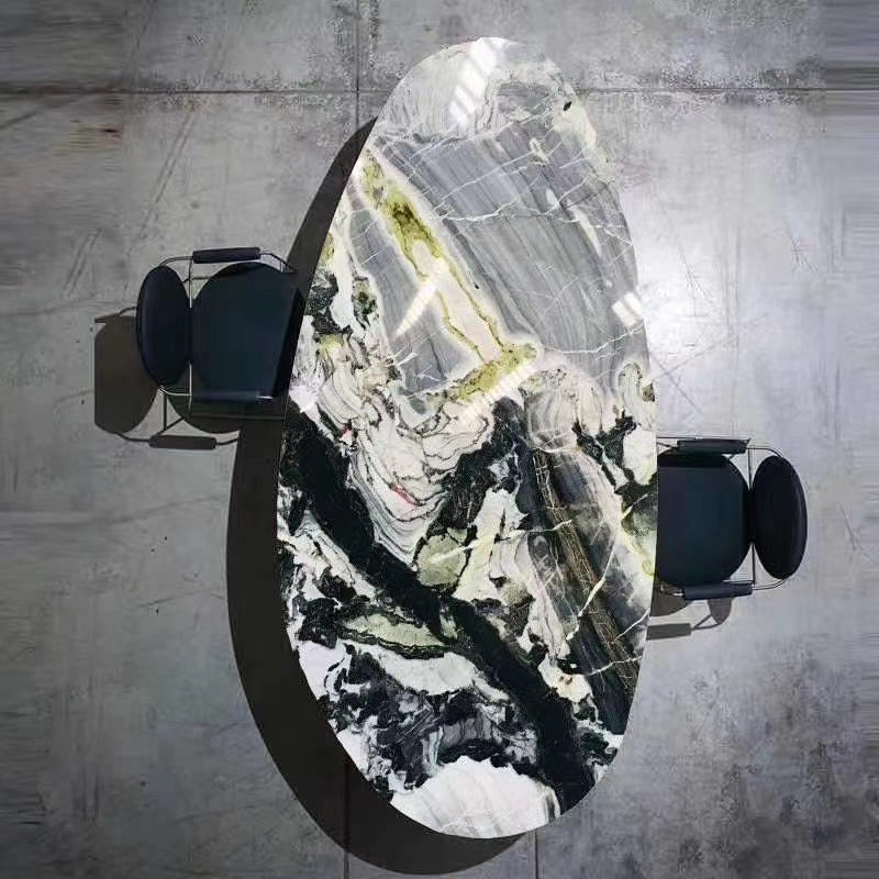 Luxurious Dining Table Artificial Marble Stainless Steel Base