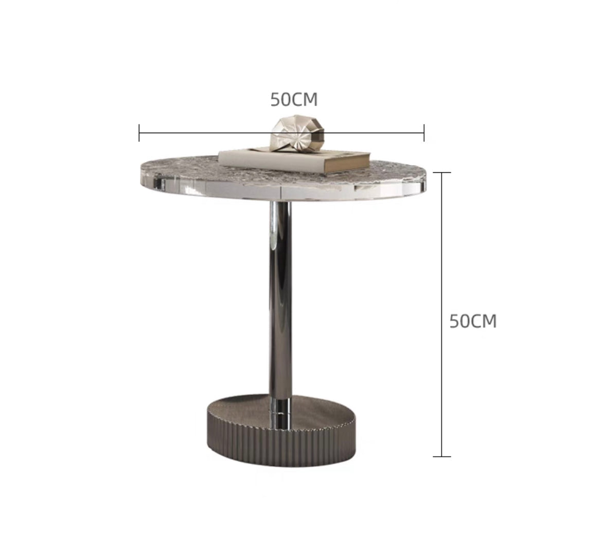 Crystal acrylic side table high end glossy stainless steel coffee table
