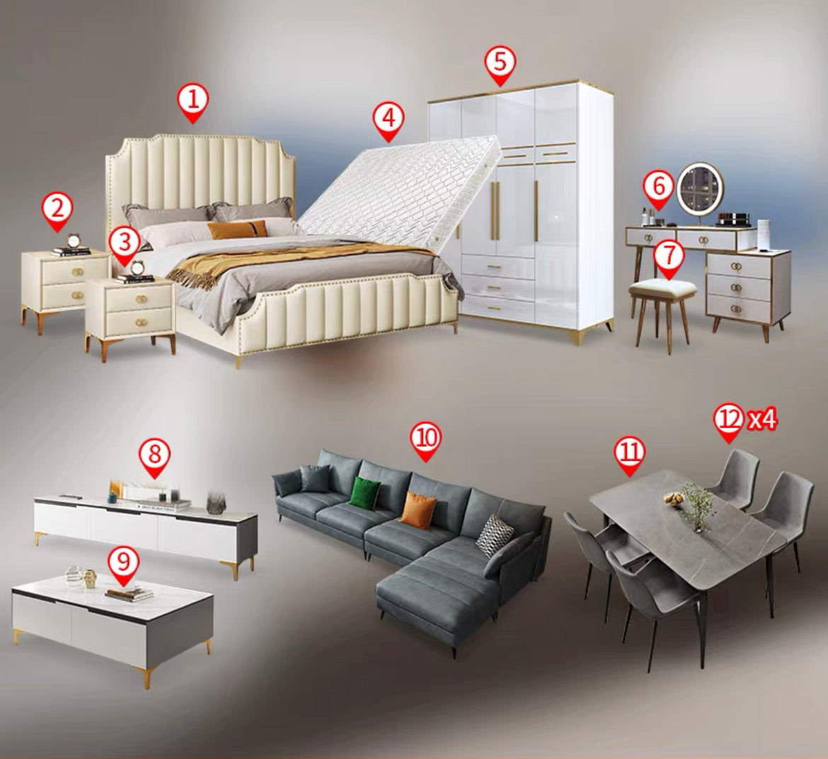 Group Purchase Apartment Furniture Solution Living Room Bedroom dining Room