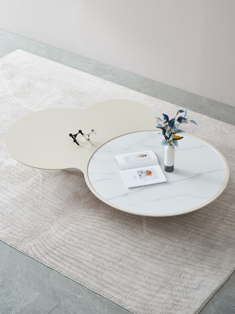 Cloudy shape marble wood coffee table