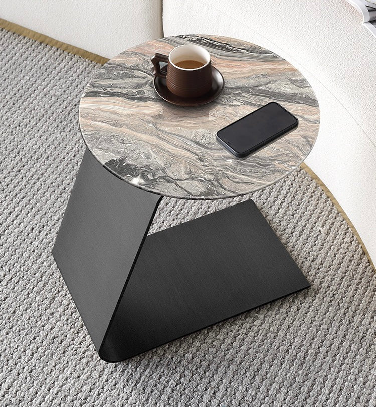 L shape side table natural marble table