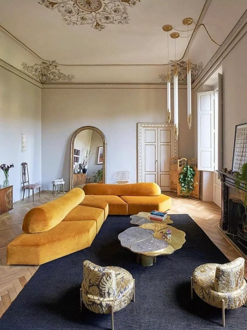 Rock Style Seat Living Room Modular Sofa by Italian Designer
