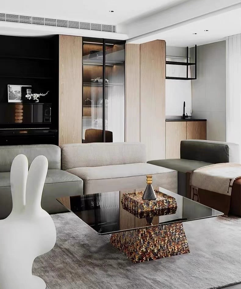 New Arrivals Glass coffee table set stylish design modern living room
