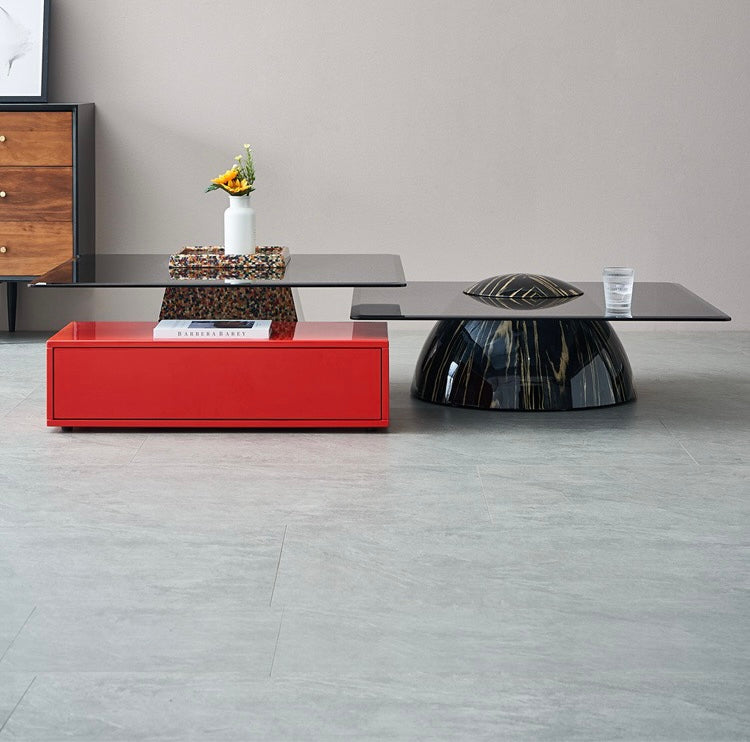 New Arrivals Glass coffee table set stylish design modern living room