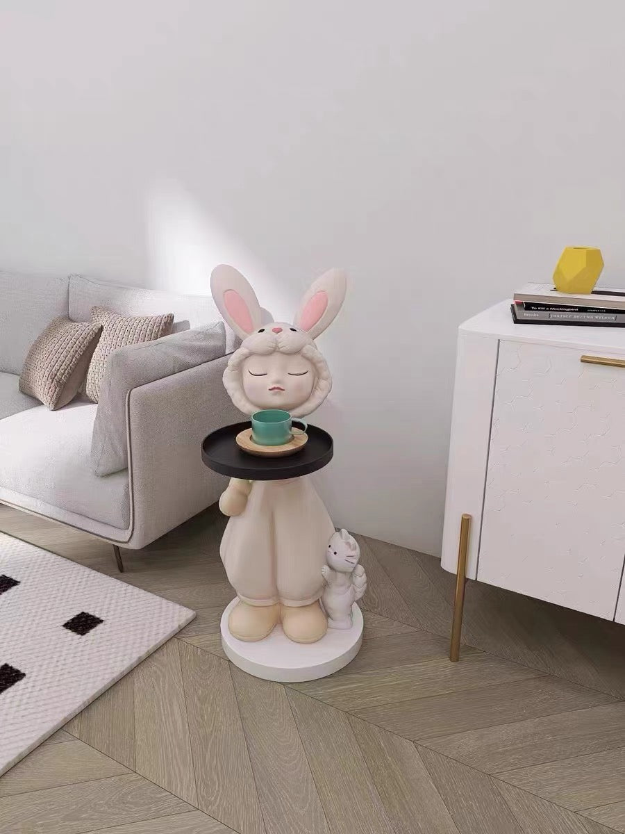 Rabbit girl side table build-in audio equipment Bluetooth connection fashion coffee table
