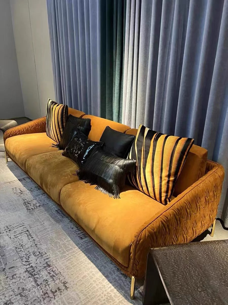 Classic Design Multi-seats Sofa Luxurious Suede Leather Living Room Furniture