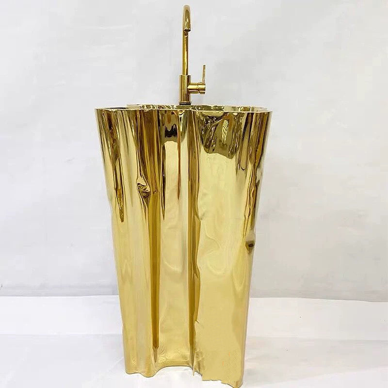 Fantastic Design Golden Stainless Steel Washbasin Luxurious Bathroom