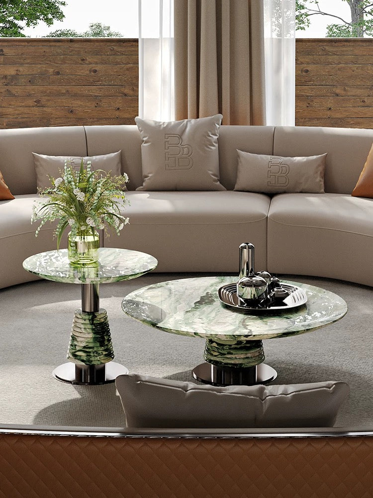 Natural Marble Coffee Table Stainless Steel Furniture Luxurious Home Decor