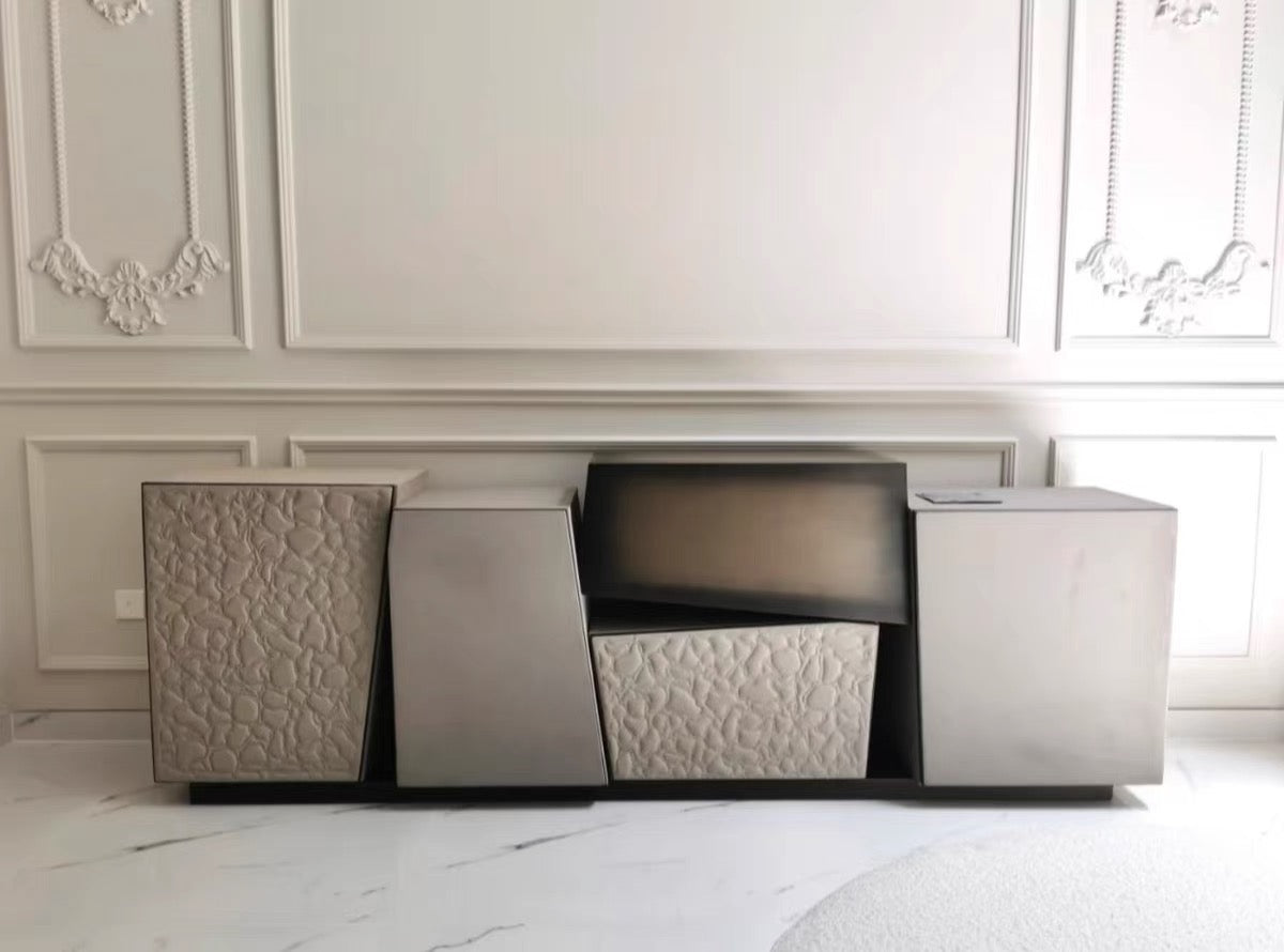 Luxurious Sideboard Mixed Wood and Metal Modern Furniture Stylish Cabinet