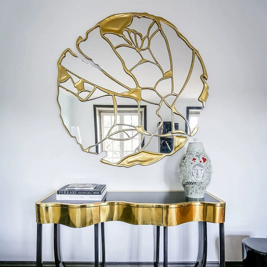 Irregular Mirror Artistic Brass Mirror Luxurious Mirror Home Decor