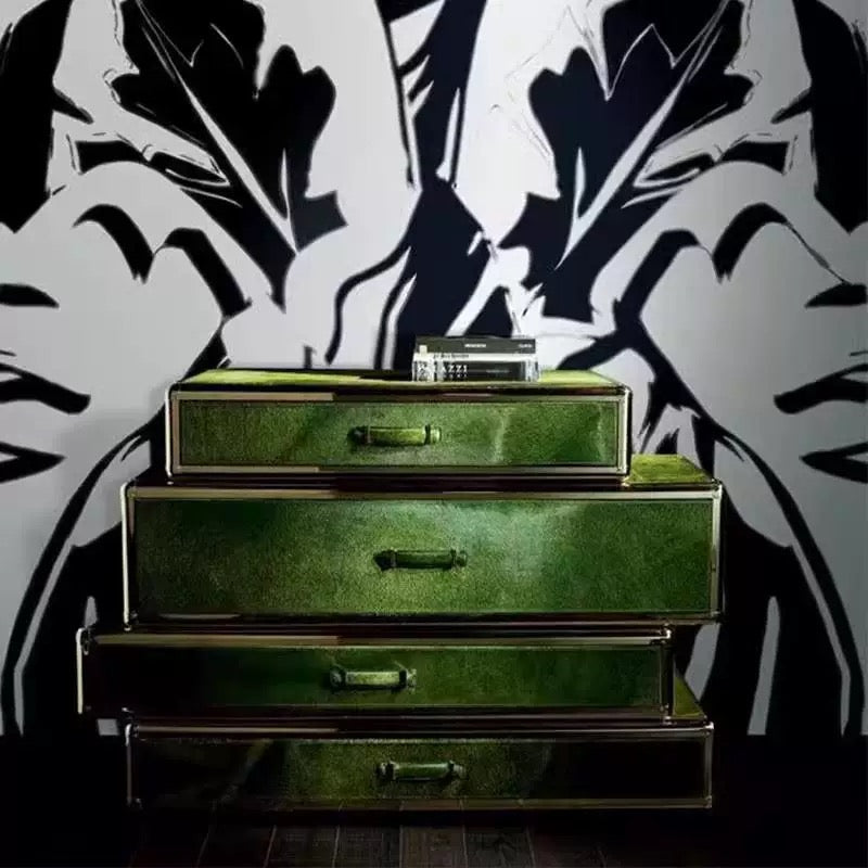 2025 New Arrivals Luxurious Side Cabinet Genuine Leather Furniture Home Decor
