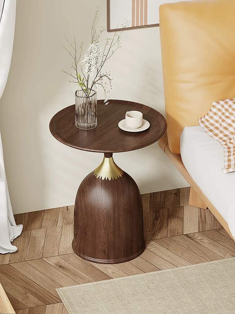 Italian Minimalist Walnut Side Table Elegant Nightstand Modern Home