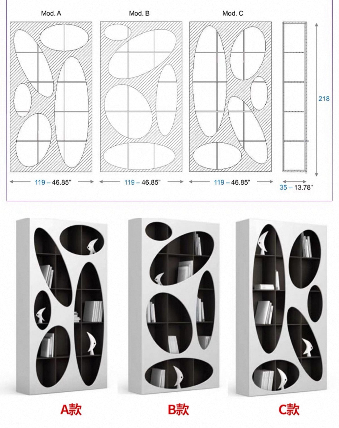 Artistic Furniture Minimalist Shelf Bookshelf Office Shelf Cabinet