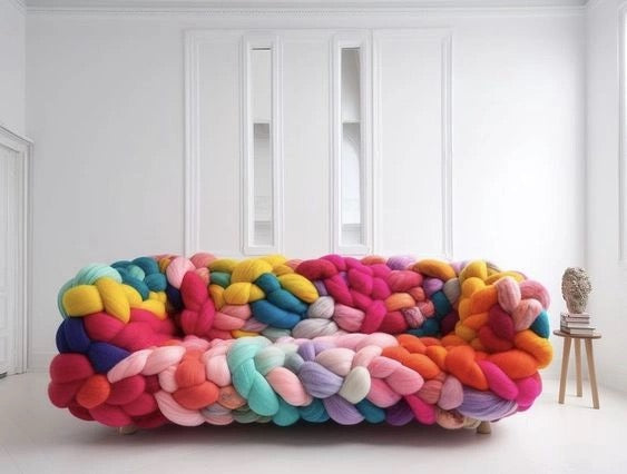New Arrivals Designer Rainbow Sofa Creative Woven Seat Living Room Furniture