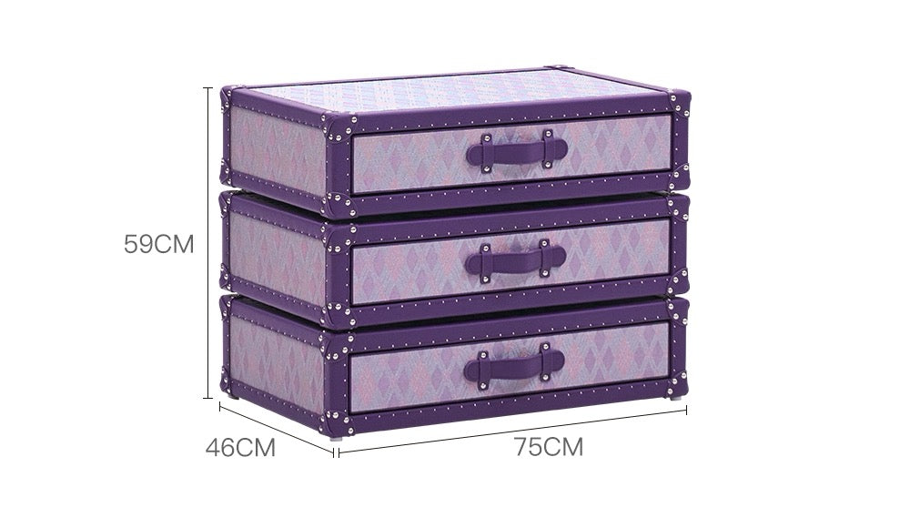New Arrivals Luxurious Nightstand Bedroom Furniture Purple Cabinet