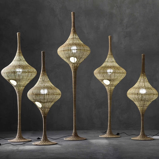 Japanese-style Floor Lamp Natural Rattan Craftsmanship Artistic Lighting Home Decor