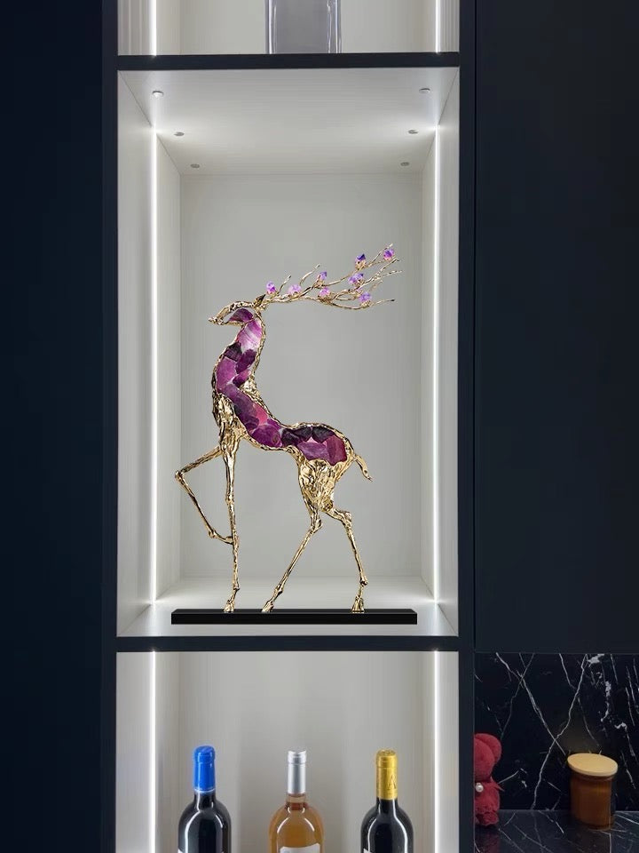 Elegant Decor Crystal Fortune Deer Decorations Luxurious Furnishings