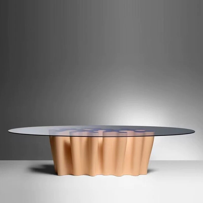 New Arrivals Luxurious Dining Table Ultra Clear Glass Designer Base