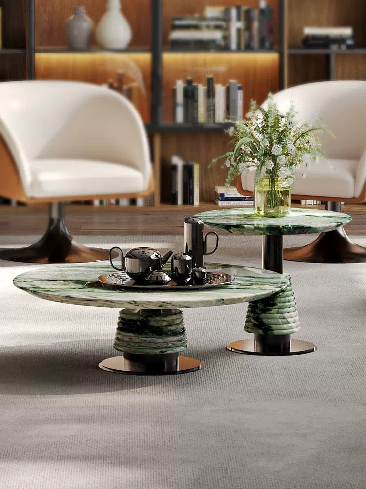 Natural Marble Coffee Table Stainless Steel Furniture Luxurious Home Decor