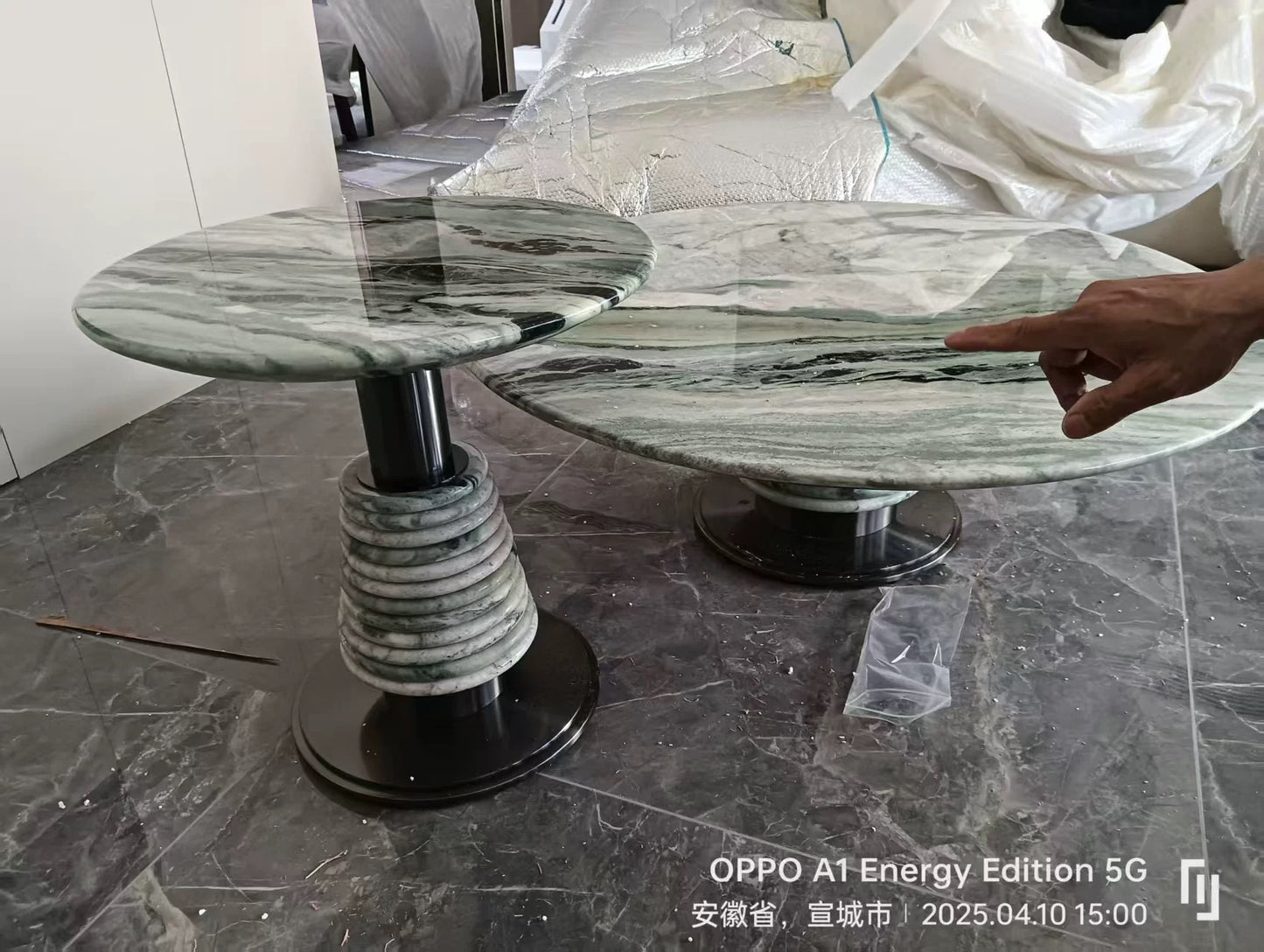 Natural Marble Coffee Table Stainless Steel Furniture Luxurious Home Decor