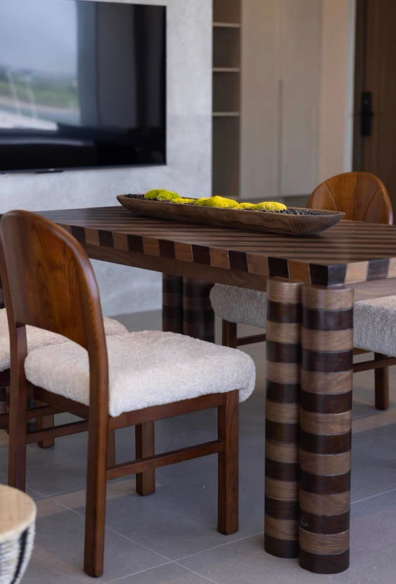 2025 New Designs Stripped Solid Wood Dining Table Office Table Meeting Table