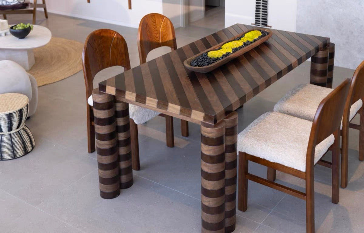 2025 New Designs Stripped Solid Wood Dining Table Office Table Meeting Table
