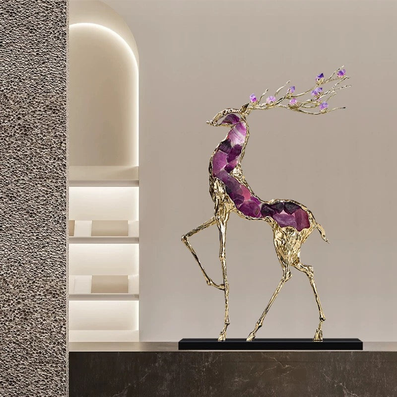 Elegant Decor Crystal Fortune Deer Decorations Luxurious Furnishings