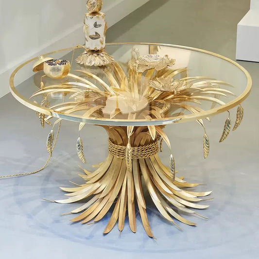 New Arrivals Unique Design Stainless Steel Ears of Wheat Glass Table Coffee Table