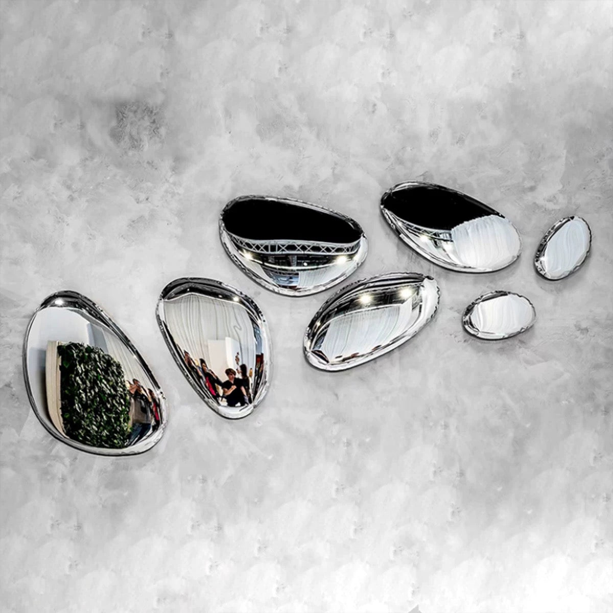 Water Drop Art Stainless Steel Wall Decoration Cobble-shaped Mirror