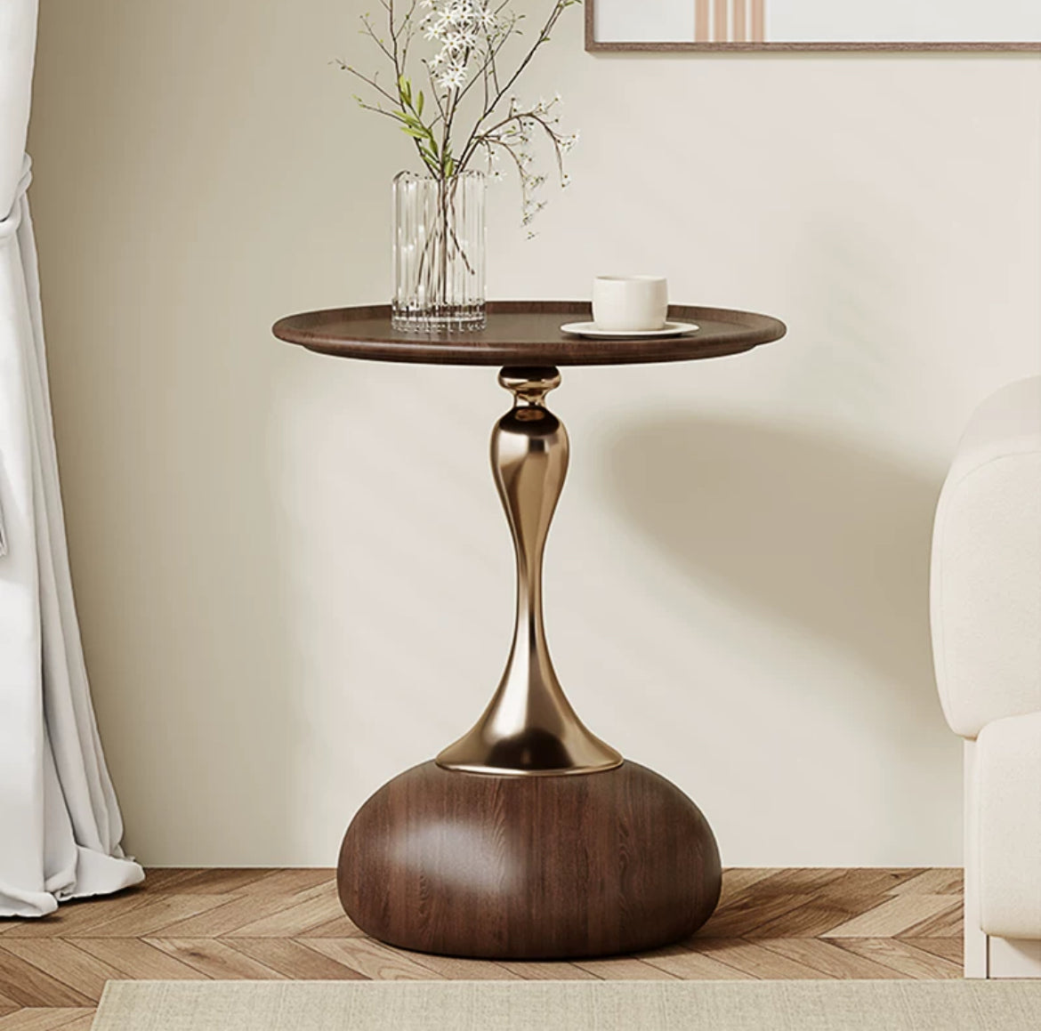 Italian Minimalist Walnut Side Table Elegant Nightstand Modern Home