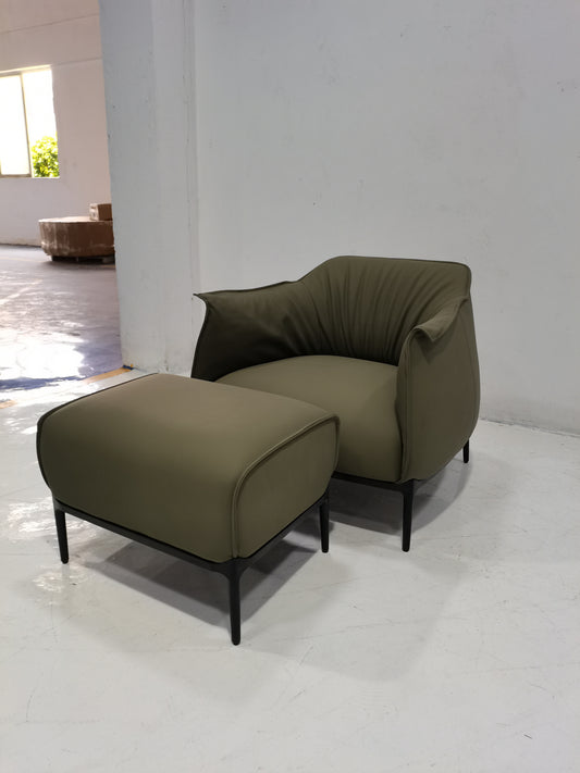 Genuine Leather Armchair Leisure Chair Stool ARCHIBALD