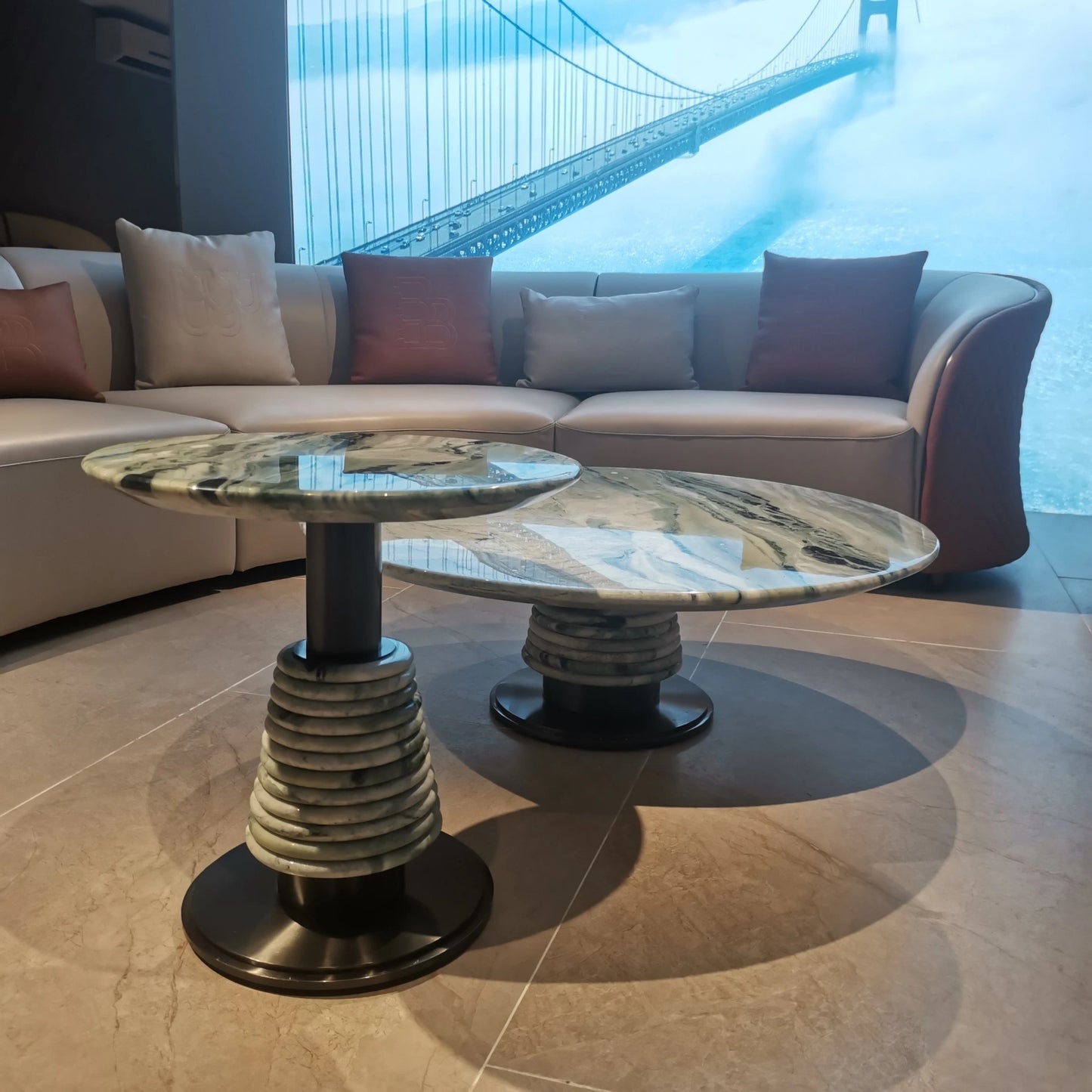 Natural Marble Coffee Table Stainless Steel Furniture Luxurious Home Decor
