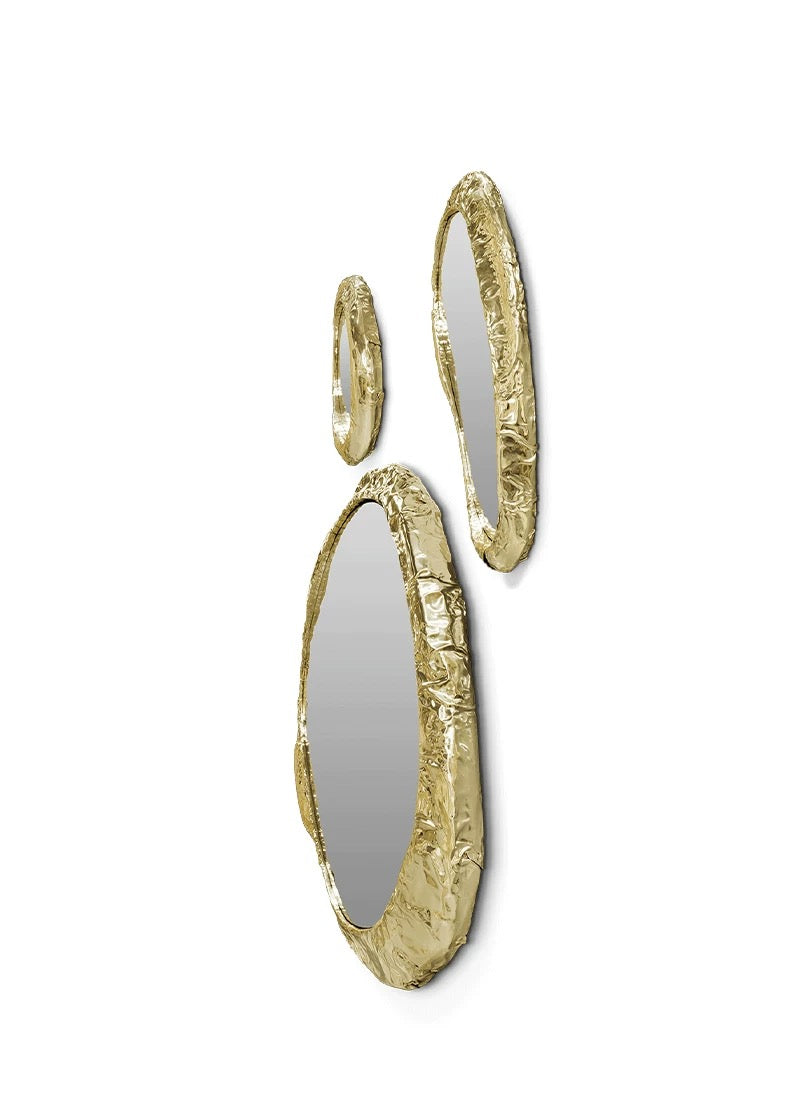 Irregular Luxurious Decorative Mirror Brass Artwork Creative Wall Decoration