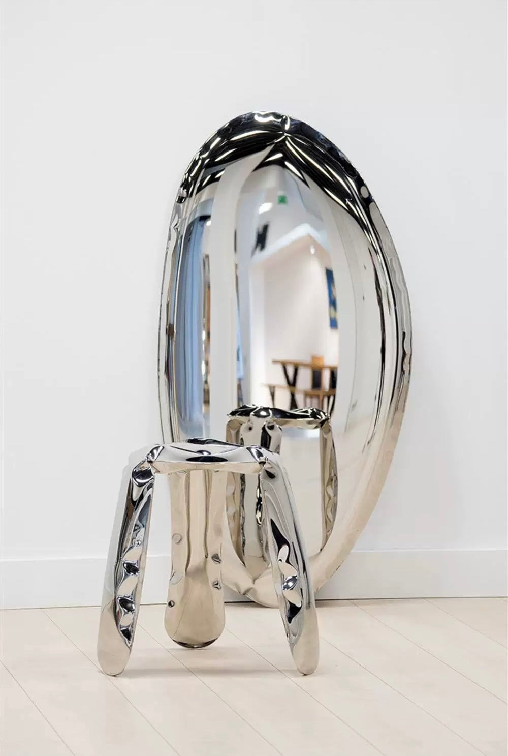 Water Drop Art Stainless Steel Wall Decoration Cobble-shaped Mirror