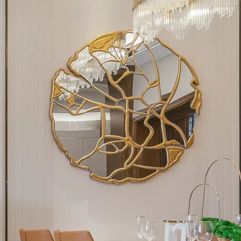 Irregular Mirror Artistic Brass Mirror Luxurious Mirror Home Decor