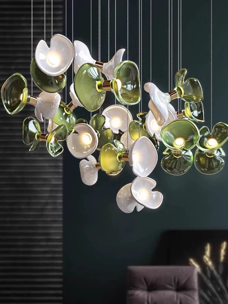 Creative Petal Chandelier Villa Chandelier Hotel Lobby Lighting Home Decor