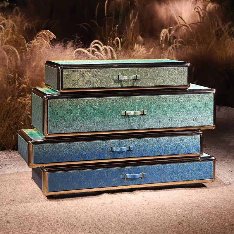 2025 New Arrivals Luxurious Side Cabinet Genuine Leather Furniture Home Decor