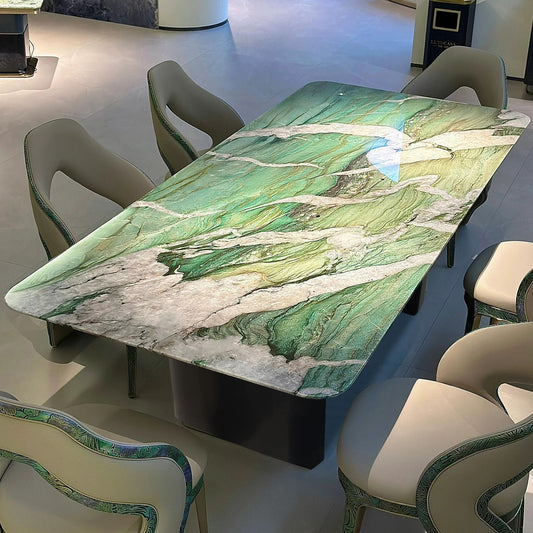 Luxurious Natural Jade Marble Dining Table Stylish Dining Chairs Chic Home