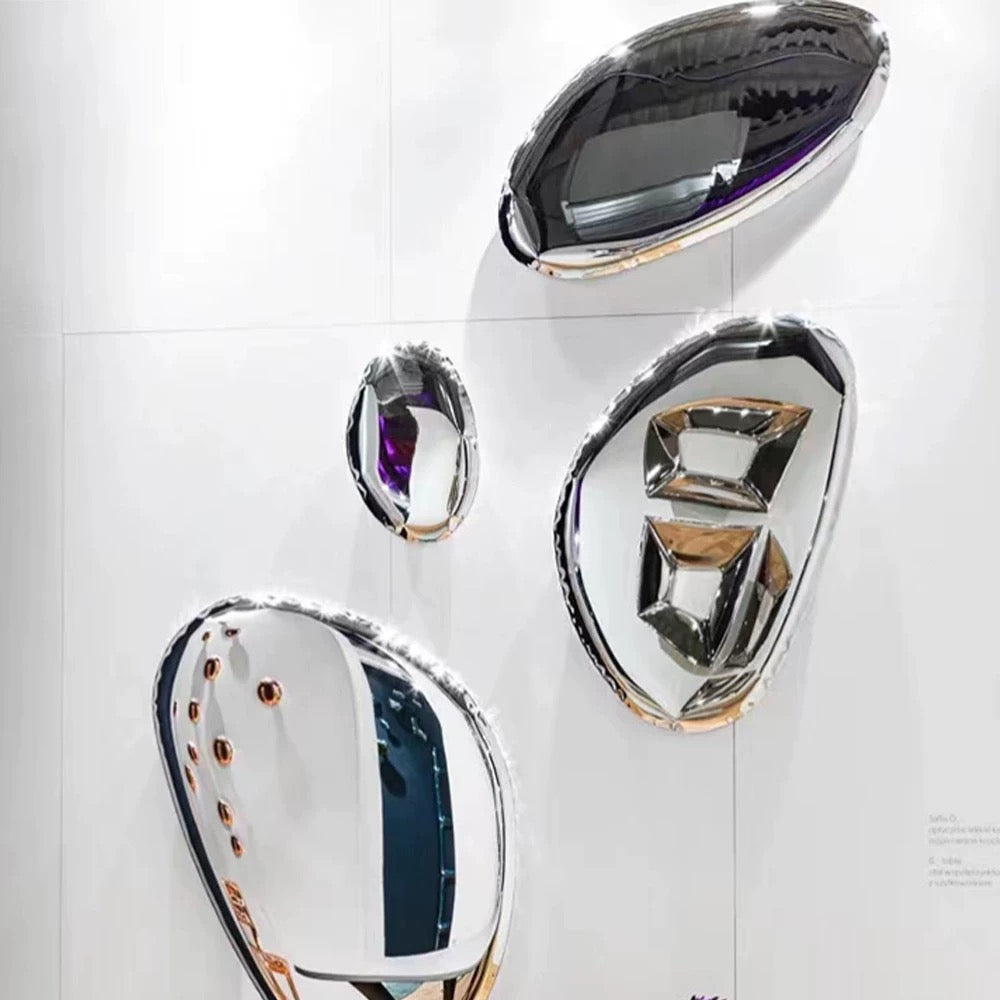 Water Drop Art Stainless Steel Wall Decoration Cobble-shaped Mirror